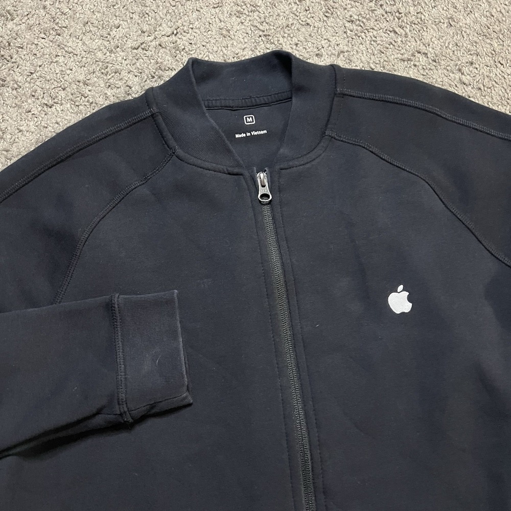 Apple Employee Jacket Mens Medium Full Zip Store Uniform Workwear Black